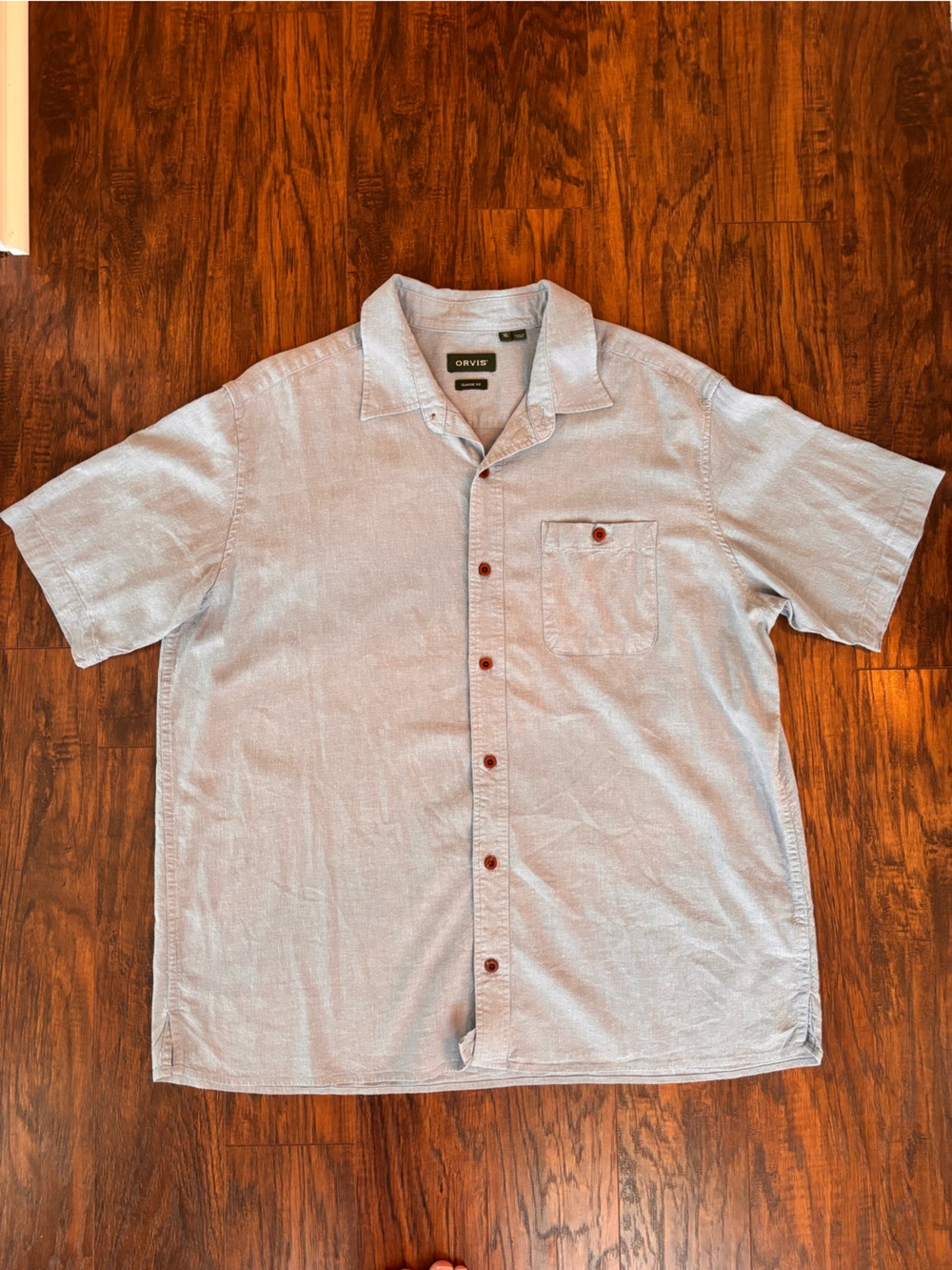 Orvis Hemp Blend Light Blue Men’s Short-Sleeve Button Shirt
